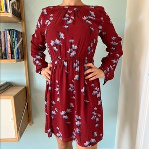 Loft Long Sleeve Red Dress